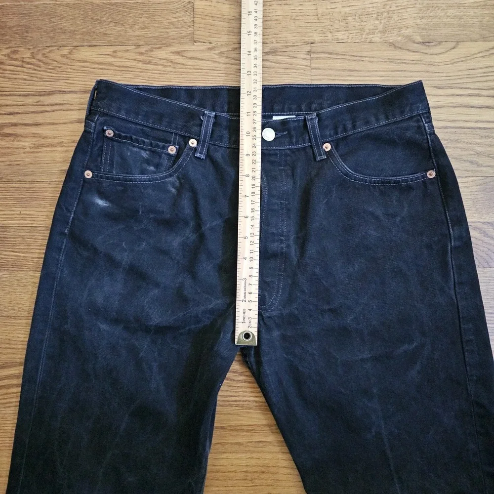 VTG Levis 501 Jeans Mens 34×32(32×32) Black Straight Button Fly Whiskers Y2K